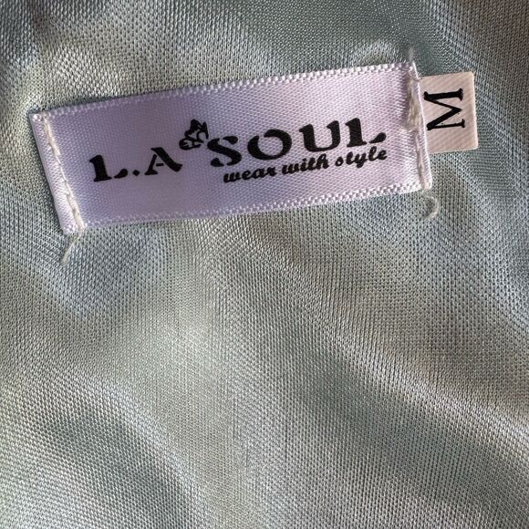 LA Soul Dress With Lama Print Sz M Fit And Flare Light Blue With Pockets Y2K - Picture 6 of 11